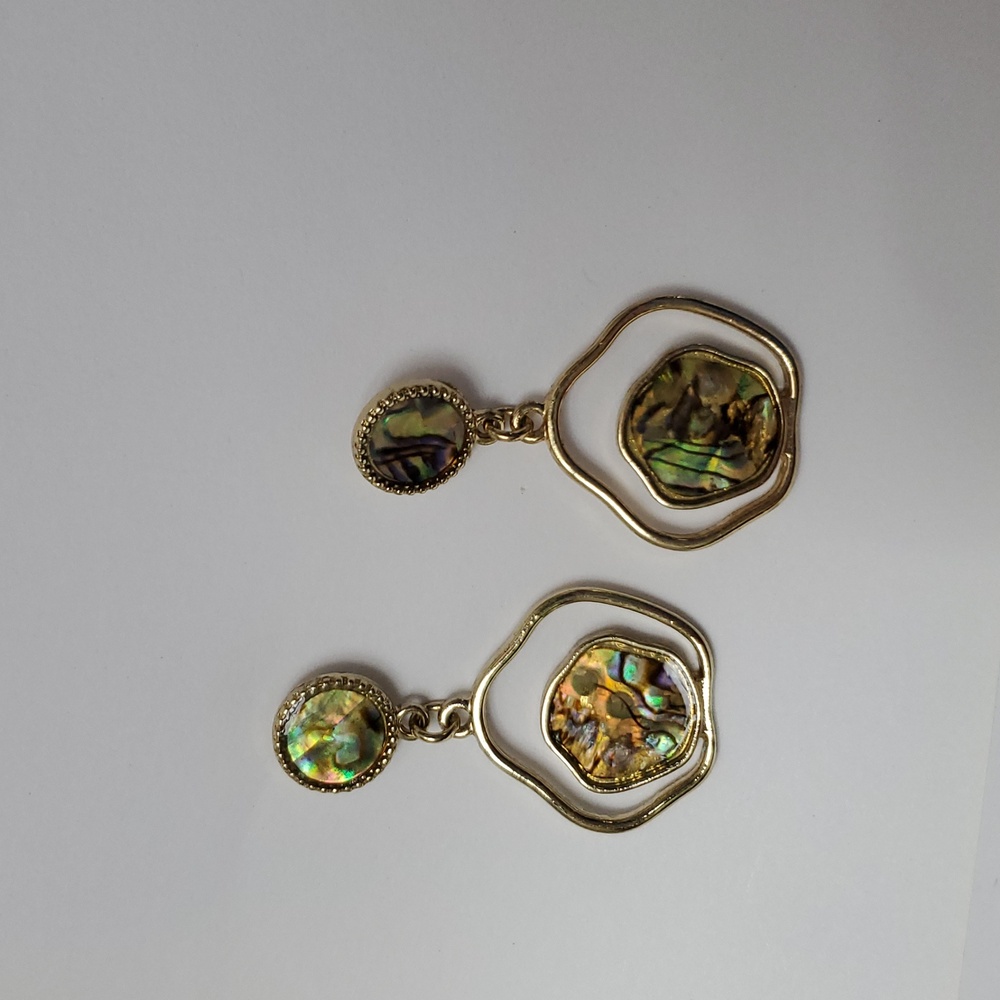 Elegant Gold and Mother of Pearl Earrings (Costume Jewelry)